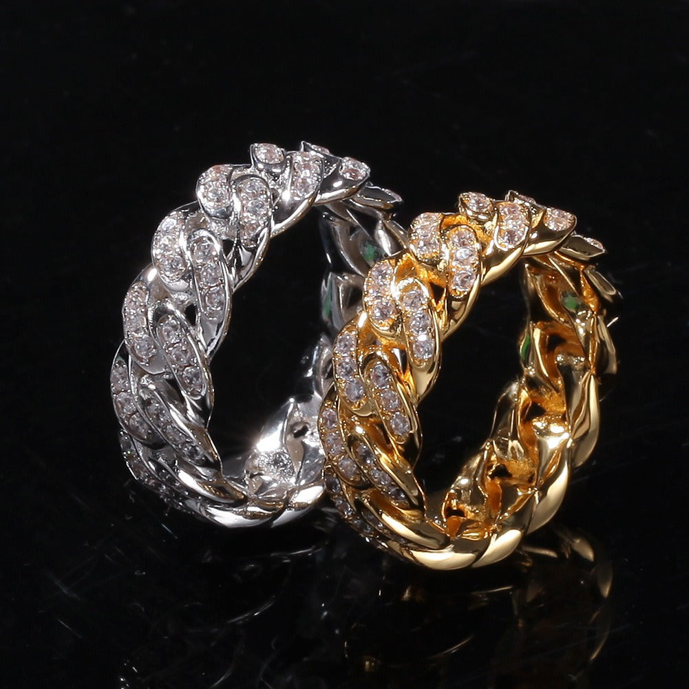 Men's 8mm CZ Gold-Plated Cuban Chain Ring
