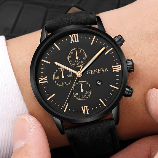 Men's Geneva Quartz Stainless Steel Watch