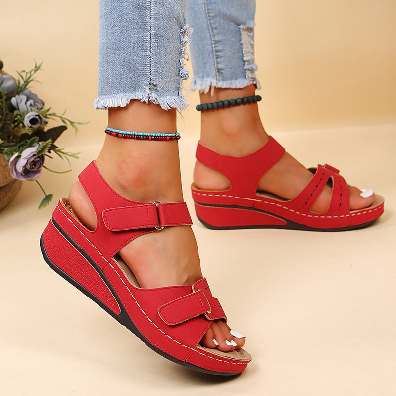 Women's Velcro Strap Wedge Sandals