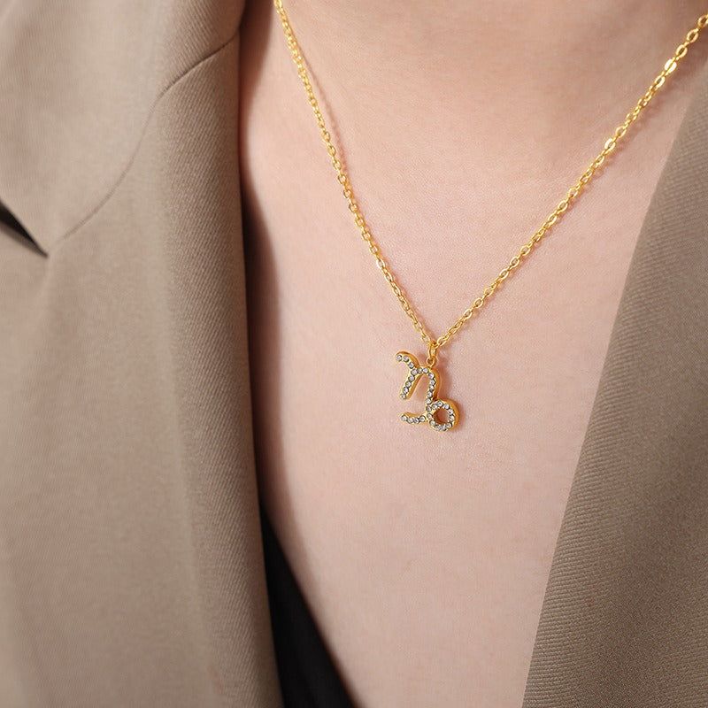 Women's Fashion Diamond Inlay Zodiac Layered Necklace