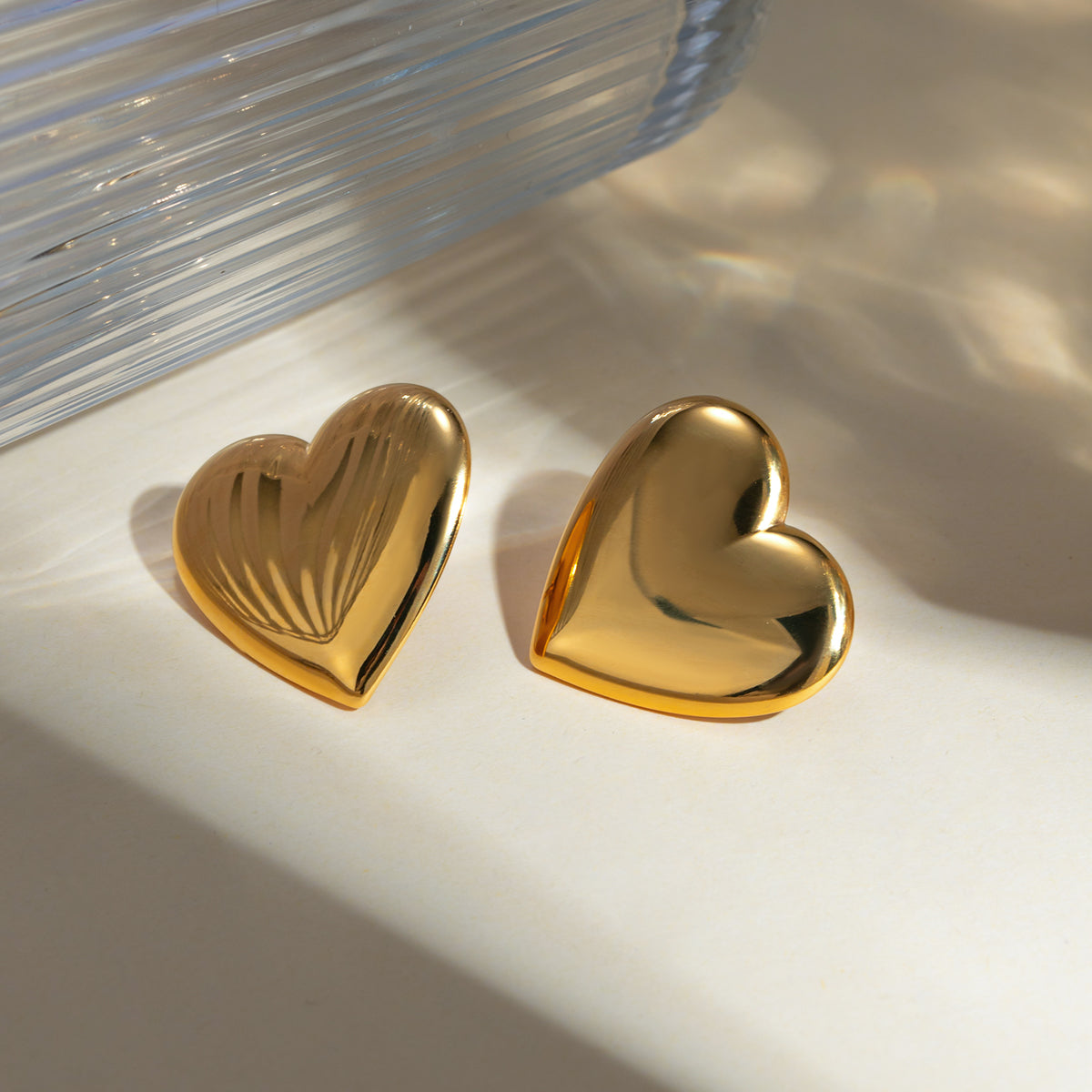 18K Gold-Plated Heart Stud Earrings