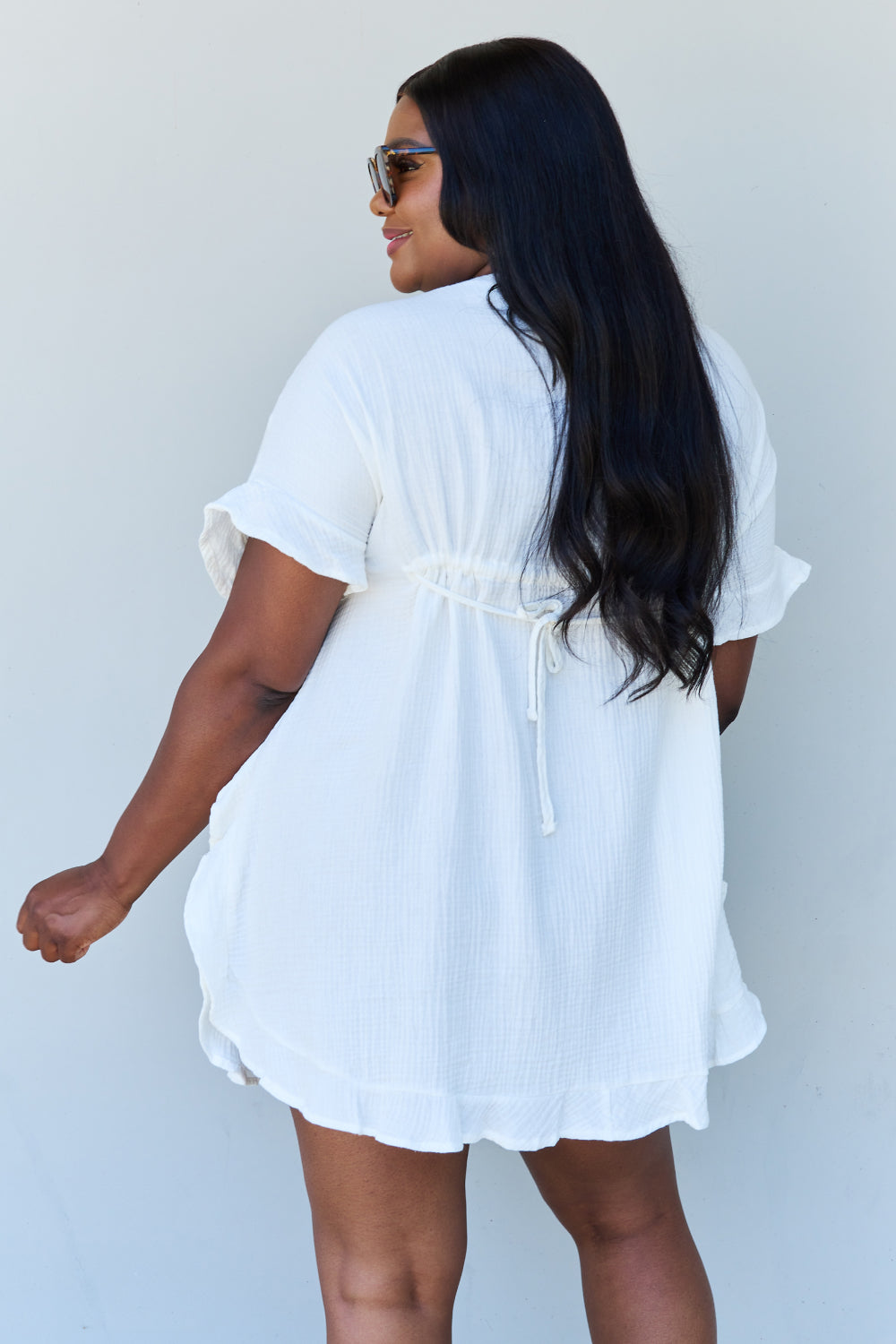 Ninexis Out Of Time Ruffle Hem Dress with Drawstring Waistband