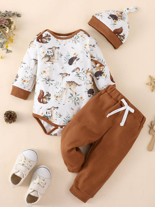Boy's Infant/Toddler Printed Bodysuit and Waffle-Knit Joggers Set