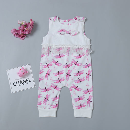 Girl's Infant/Toddler Dragonfly Print Sleeveless Jumpsuit