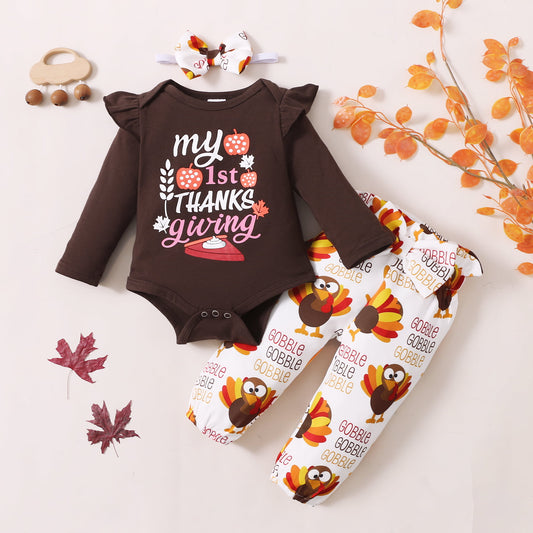 Girl's Infant/Toddler MY 1ST THANKSGIVING Graphic Bodysuit and Pants Set
