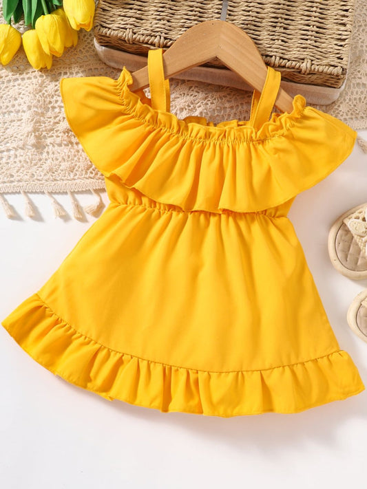 Girl's Infant/Toddler Frill Trim Ruffle Hem Dress
