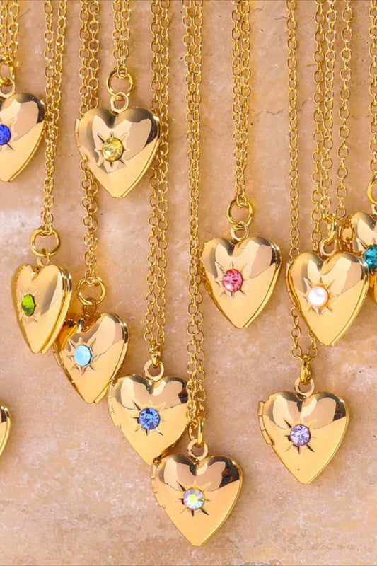 14K Gold-Plated Birthstone Heart Necklace