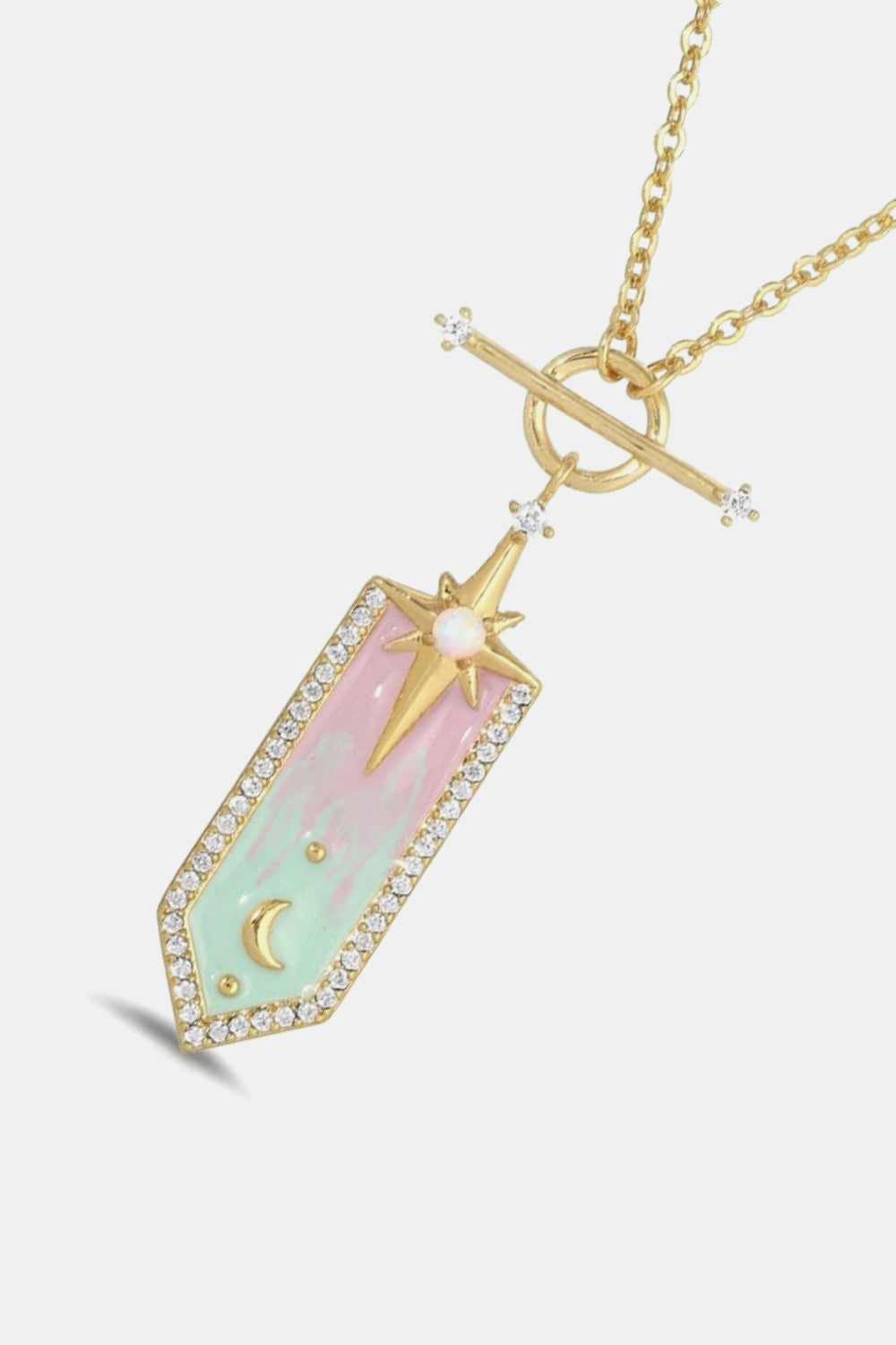 14K Gold-Plated Star and Moon Gradient Necklace