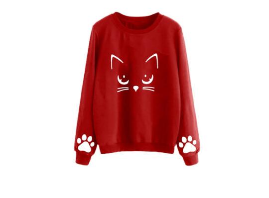 Women's Cat Print Sweatshirt