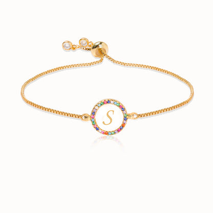 Women's Colorful Rainbow Initial Bracelet