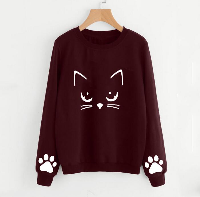 Women's Cat Print Sweatshirt