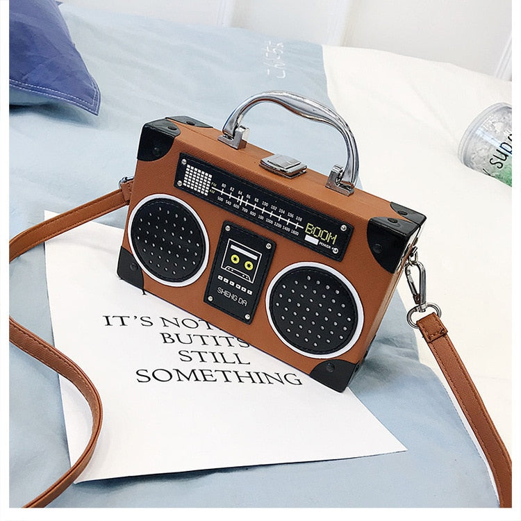 Women's Retro Radio-Shaped Leather Handbag