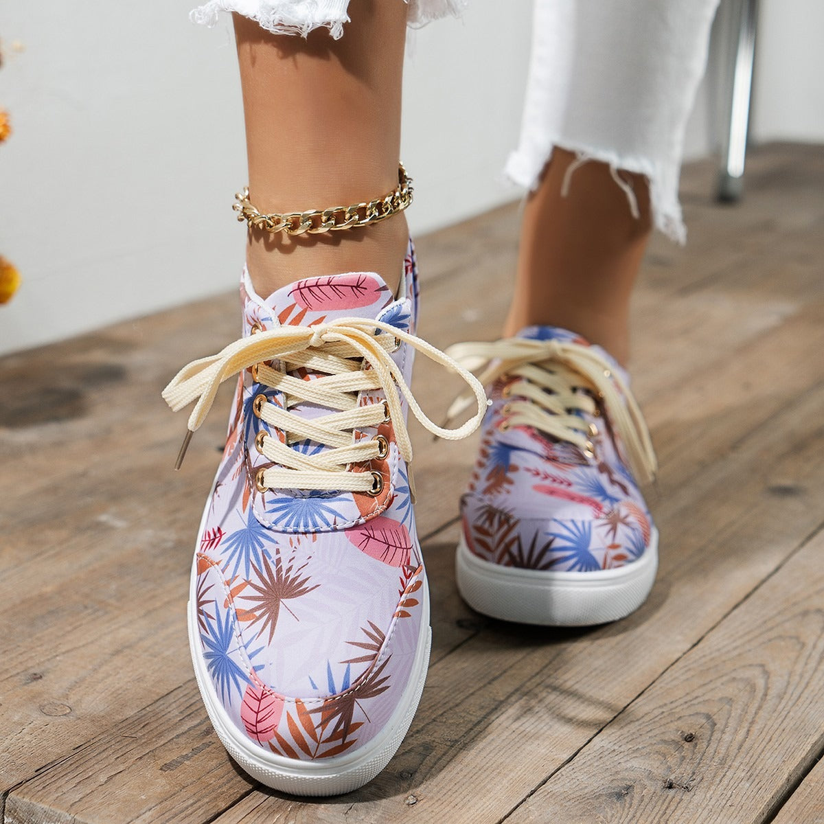 Women's Flower Print Casual Shoes