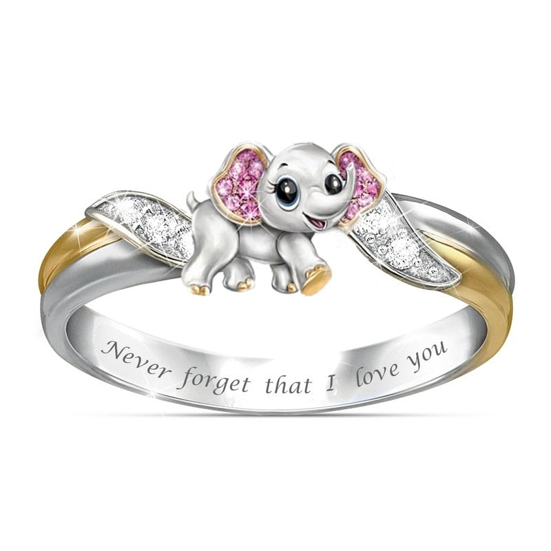 Never Forget That I Love You Silver Elephant Ring