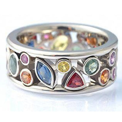 Women's Fashionable Geometric Pattern Multi-Color Ring