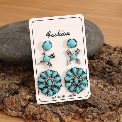 Women's Turquoise 3 Piece Earrings Set