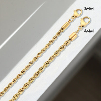 Women's Gold Plated 3mm/4mm Twist Necklace