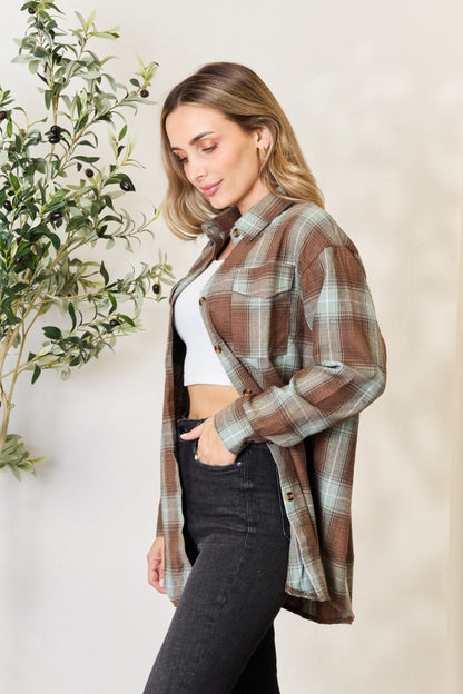 Women's Plaid Dropped Shoulder Shirt