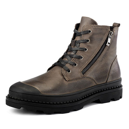 Men's Genuine Leather Zip Winter Boots