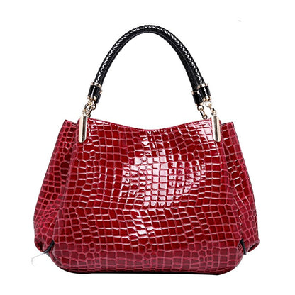 Women's Crocodile Print Leather Handbag