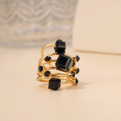 Women's Black Multi Stone Ring