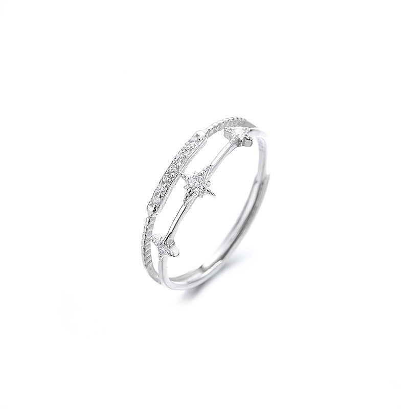 Women's 925 Silver Double Layer Adjustable Ring