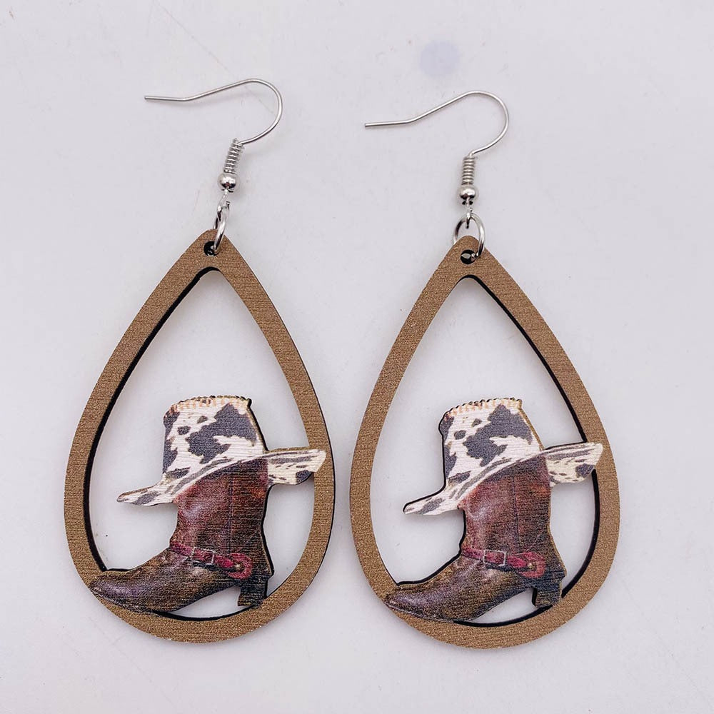 Women's Western Style Cow and Boots Earrings