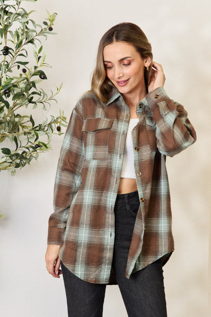 Women's Plaid Dropped Shoulder Shirt