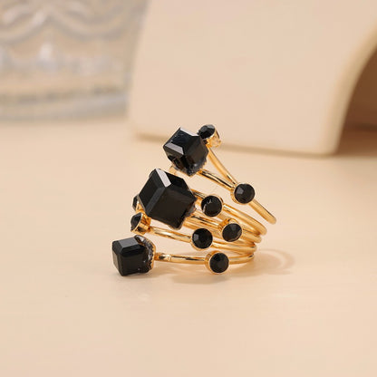 Women's Black Multi Stone Ring