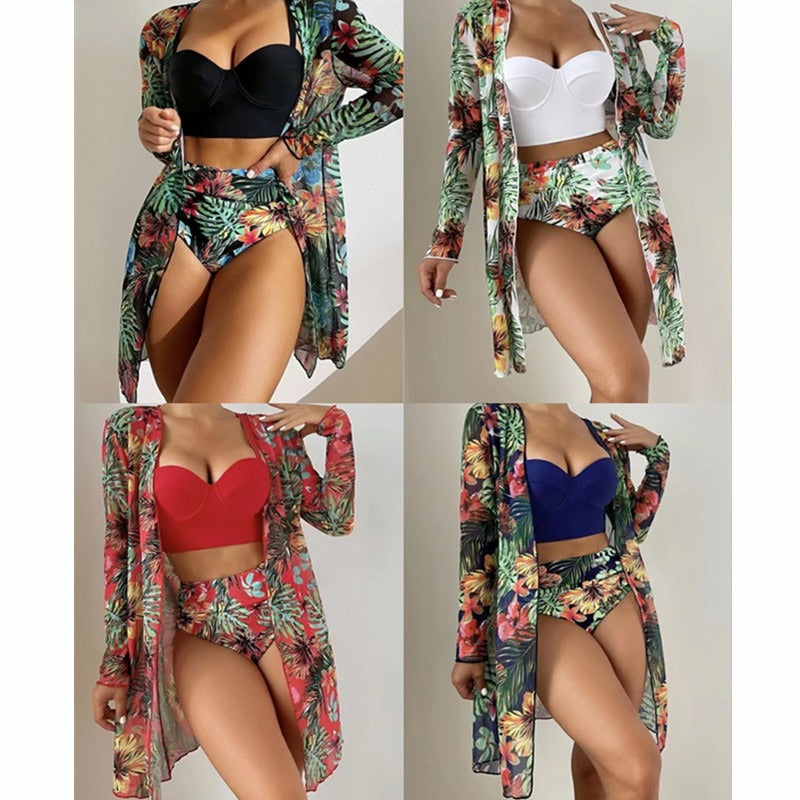 Women's 3 Piece Sexy Printed Bikini Bathing Suit