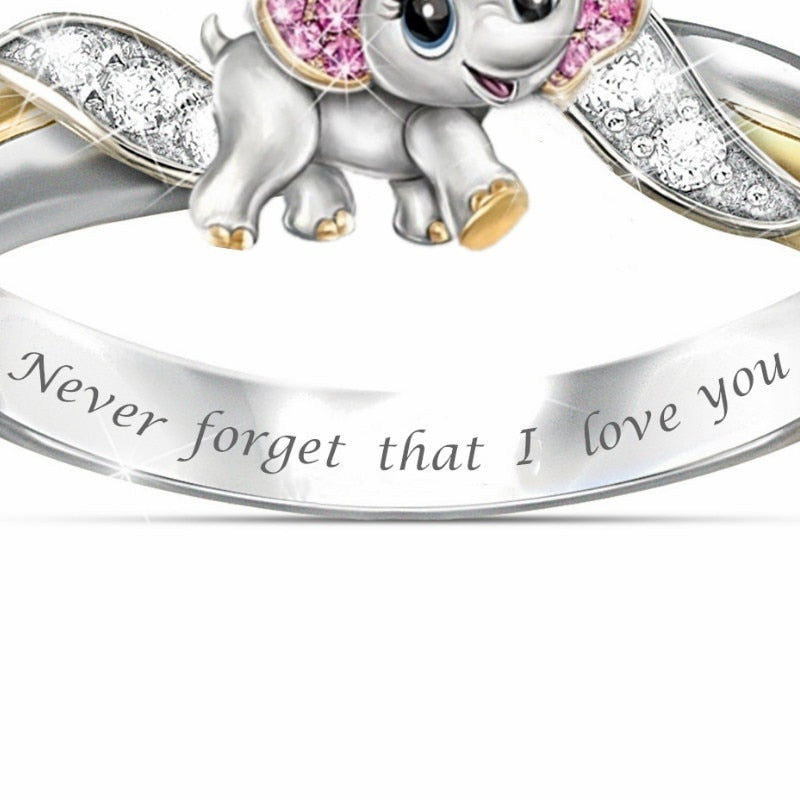 Never Forget That I Love You Silver Elephant Ring