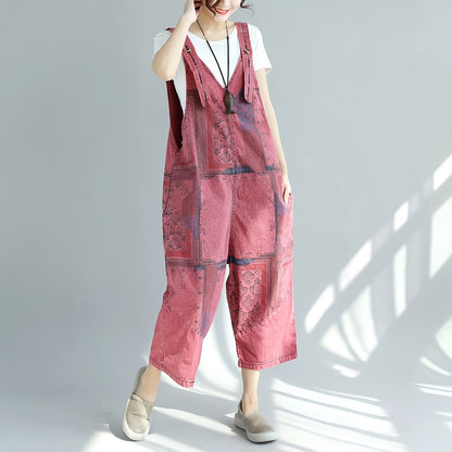 Women's One Size Fits All Printed Overalls