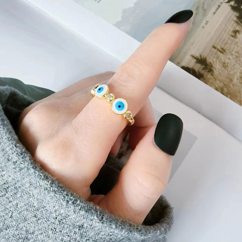 Women's Delicate Eyes Adjustable Ring