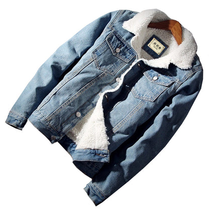 Men's Warm Sherpa-Lined Denim Jacket