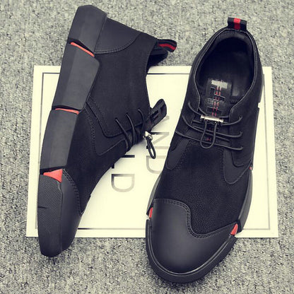 Men's Black Leather Casual Sneakers