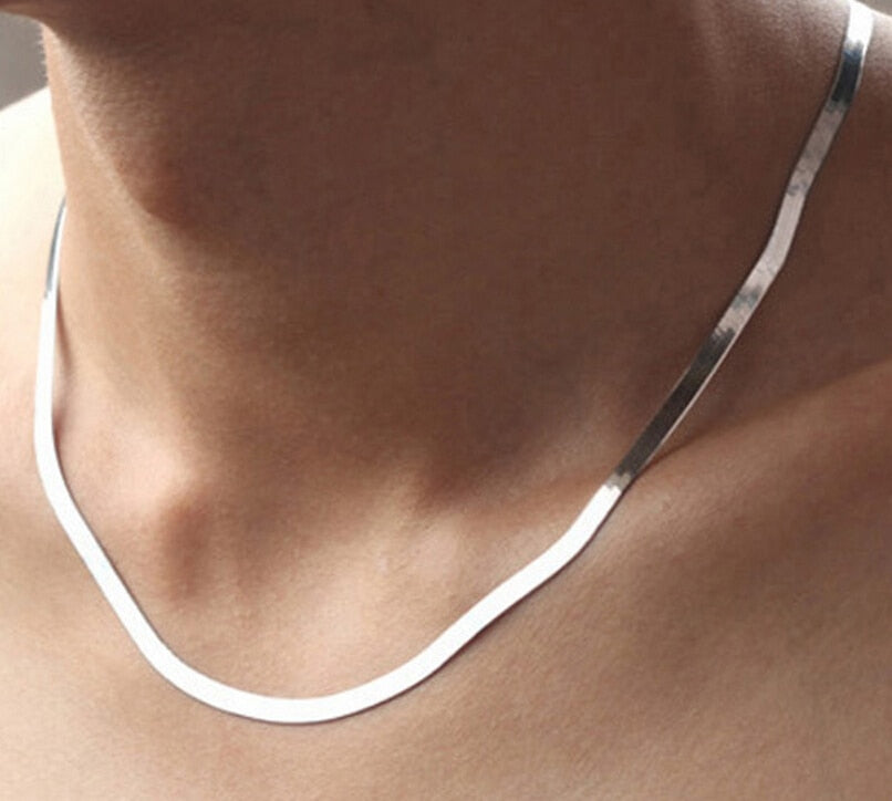 Silver Herringbone Necklace