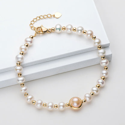 Women's 14K Gold Plated Wrapped Pearl Bracelet