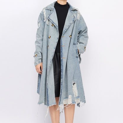 Women's Double-Breasted Denim Trench Coat