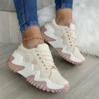 Women's Leather Thick Sole Casual Sneakers