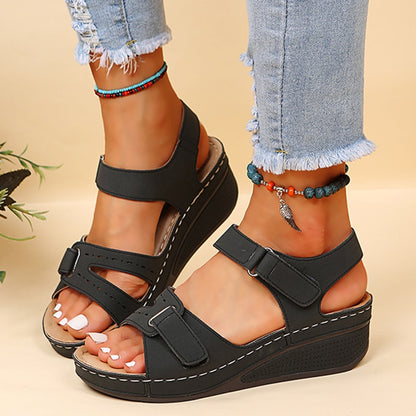 Women's Velcro Strap Wedge Sandals