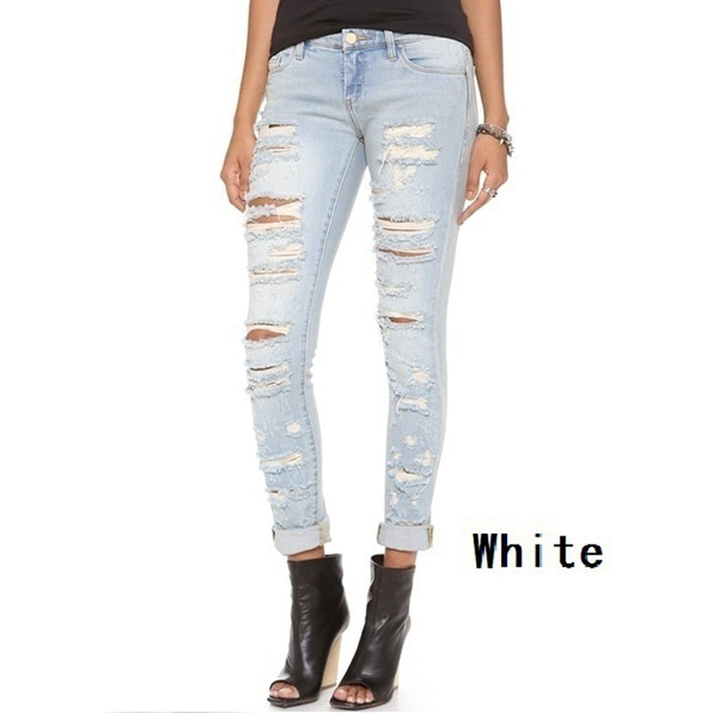 Women's Fashion Ripped Skinny Jeans