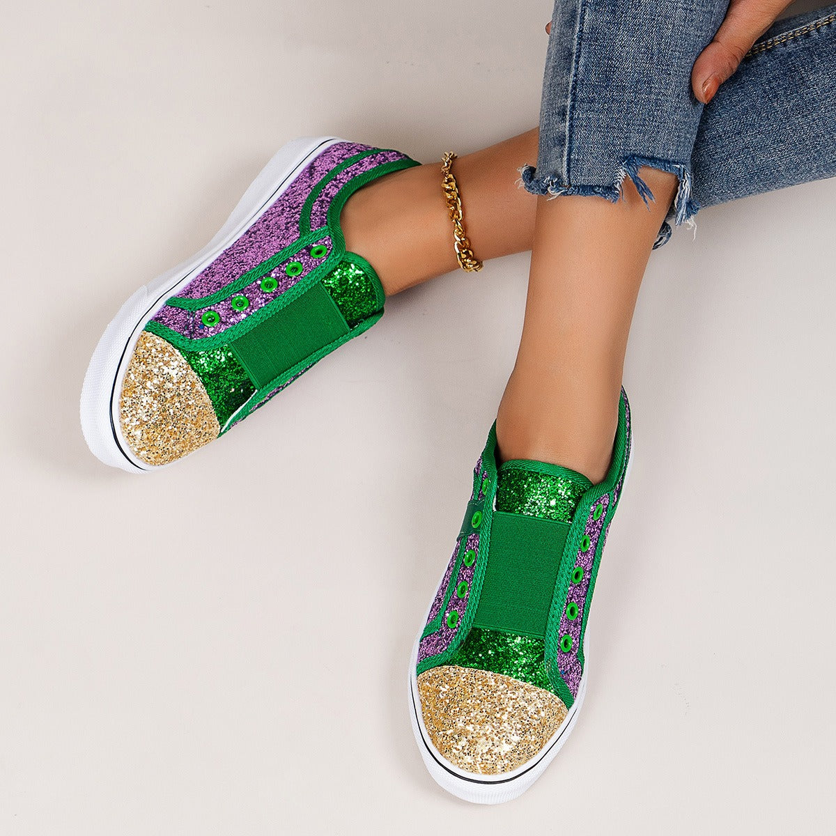 Women's Colorful Sequin Canvas Shoes