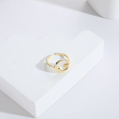 Women's 14K Gold Plated Moon and Sun Rings