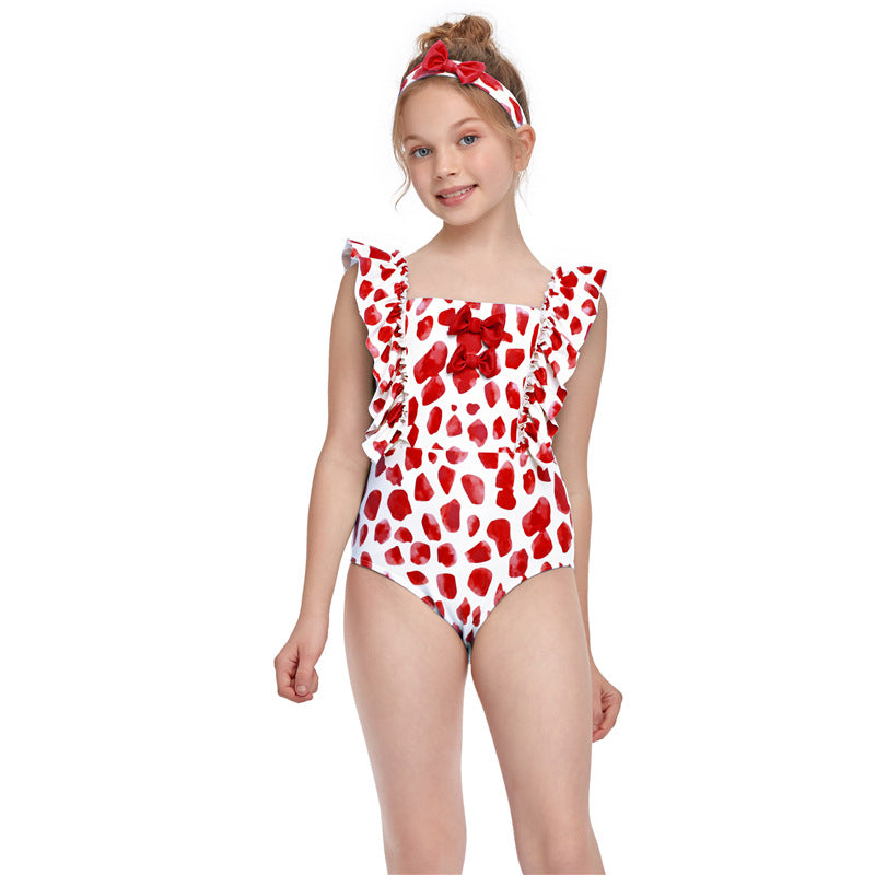 Girl's One-Piece Leopard Print Bathing Suit