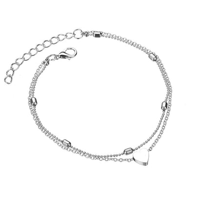 Women's Double Layered Heart Anklet