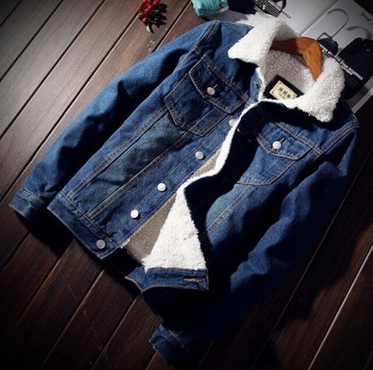 Men's Warm Sherpa-Lined Denim Jacket