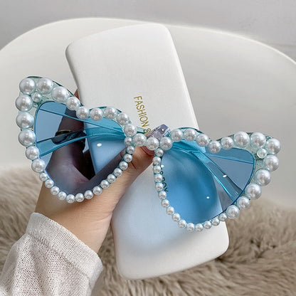 Women's Heart Shaped Pearl Sunglasses