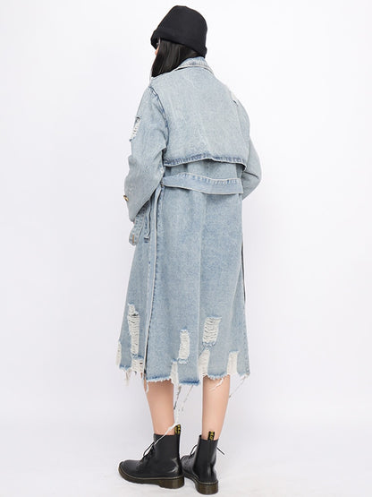 Women's Double-Breasted Denim Trench Coat