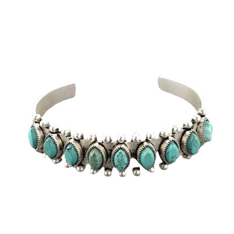 Women's Bohemian Natural Turquoise Cuff Bracelet