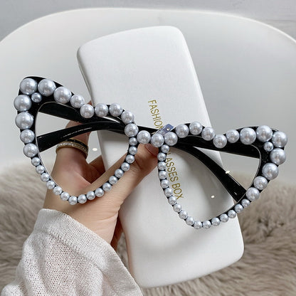 Women's Heart Shaped Pearl Sunglasses